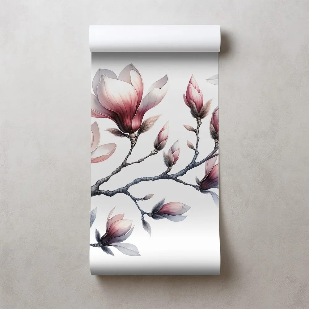 Fototapeta jemné magnólie na bielom pozadí