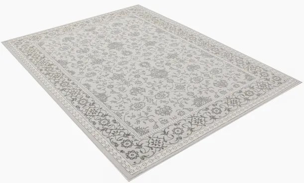 Koberec Allora Plus F346A ornament / rám, strieborný / sivý