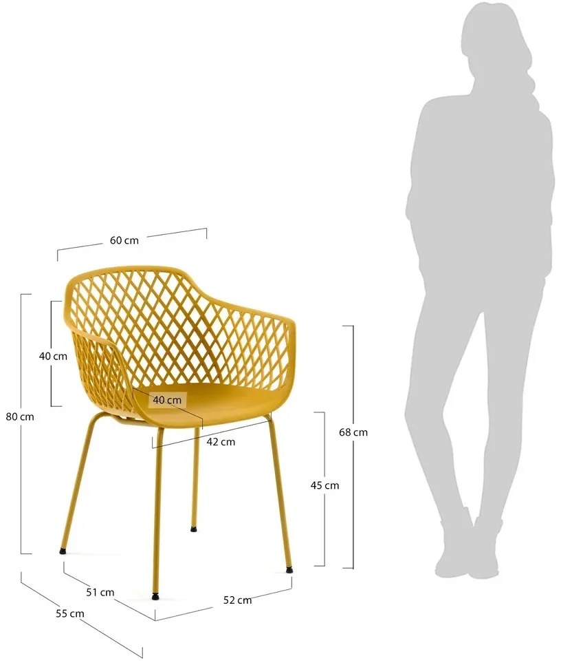 Moderná záhradná stolička QUINN z polypropylénu - žltá