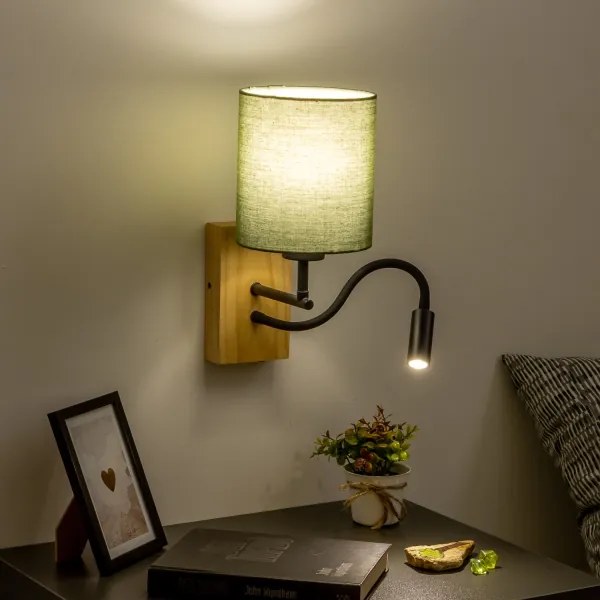 Brilagi - LED Nástenná lampa NUBILA WOOD 1xE27/25W/230V + LED/3W dub/zelená