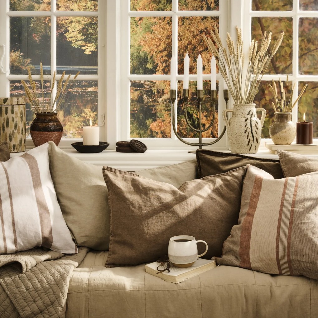 Ib Laursen Ľanový poťah na vankúš Chocolate 50 × 70 cm