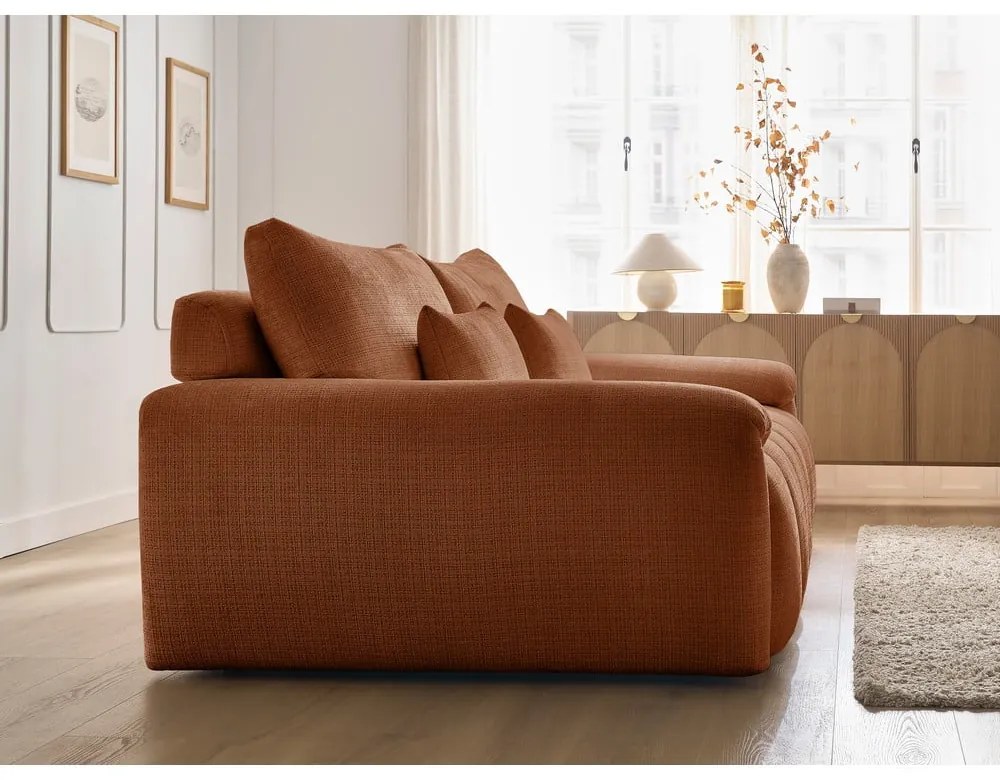 Ženilková pohovka v tehlovej farbe 264 cm Ivane – Bobochic Paris