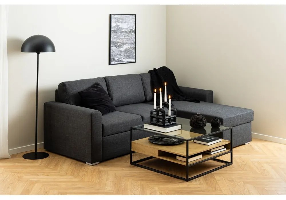 Konferenčný stolík so sklenenou doskou v prírodnej farbe 80x80 cm Randolf – Actona