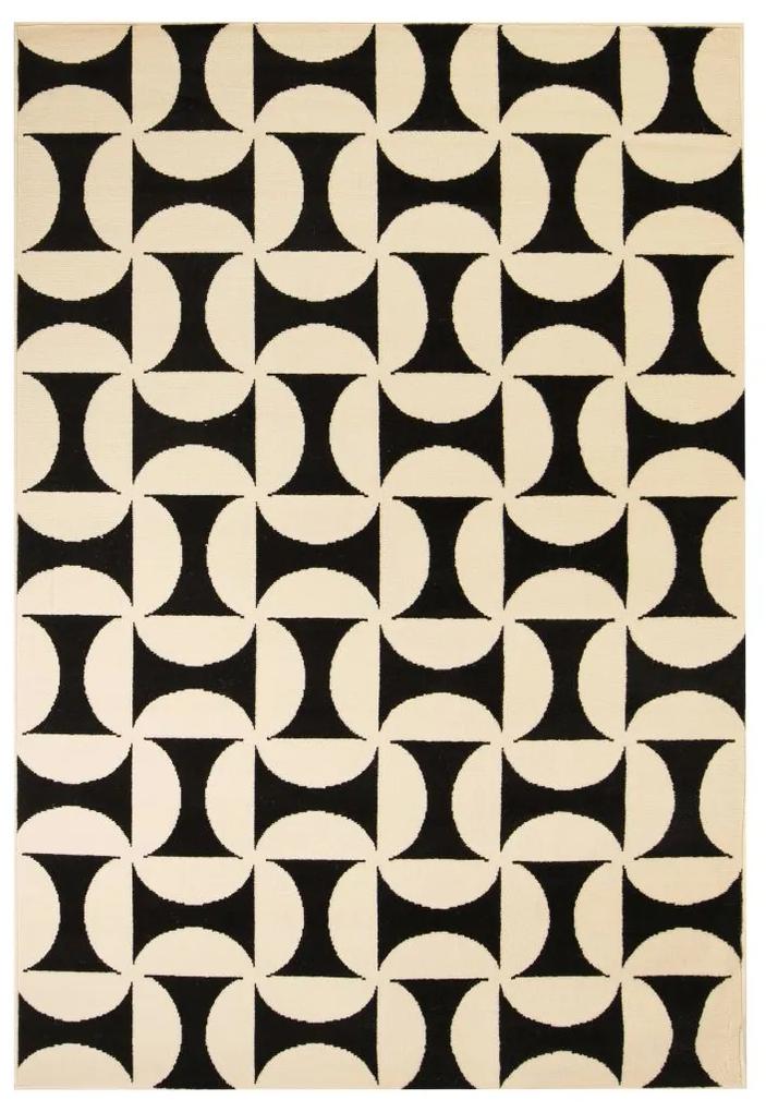 vidaXL Moderný koberec, geometrický dizajn, 120x170 cm, béžovo-čierny