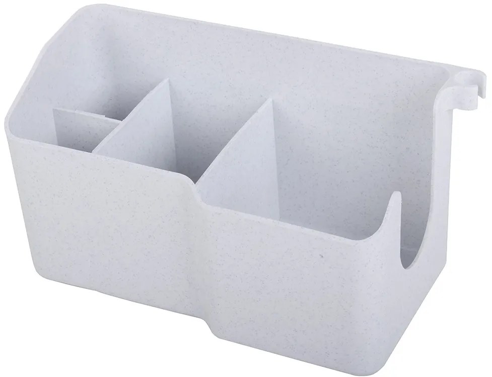 VERK GROUP Nástenný držiak na fén s organizérom s 3 priehradkami a háčikmi, biely