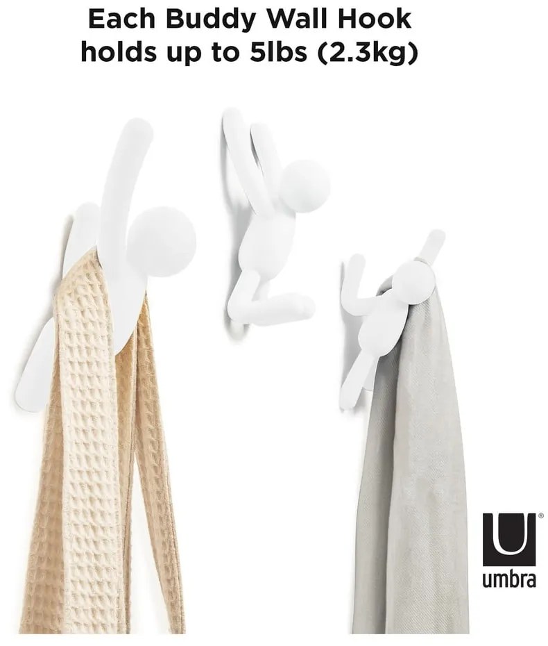 Nástenné plastové háčiky v súprave 3 ks Buddy - Umbra