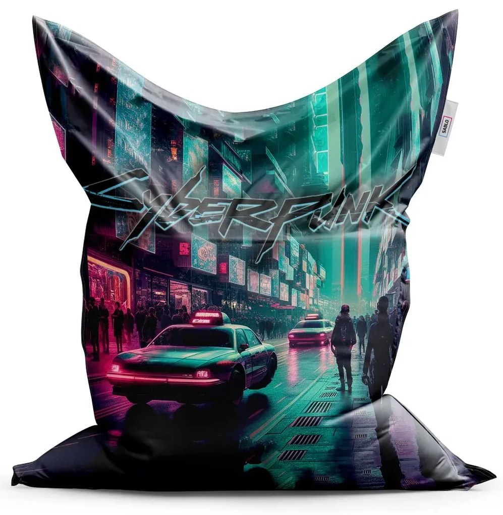 Sablio Sedací vak Cyberpunk 2077 Mesto - 150x100 cm