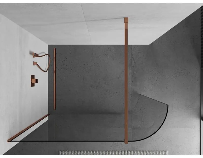 Mexen Kioto, zaoblená sprchová zástena 160 x 200 cm, 8mm číre sklo, ružové zlato profil, 800-160-101-60-06