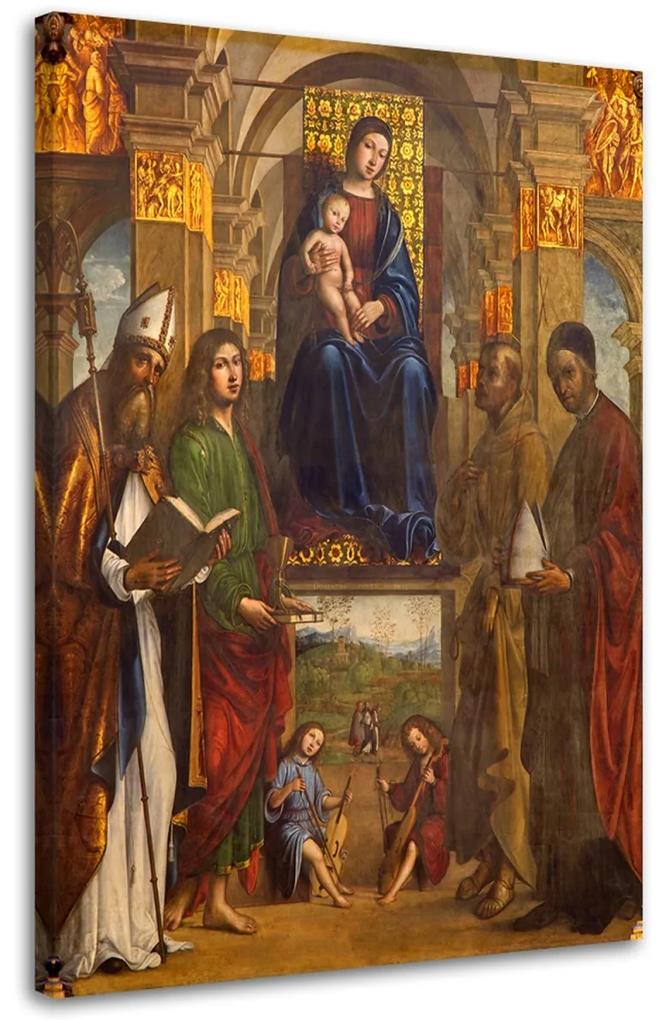Obraz na plátně Boloňská madona a světci, - 70x100 cm