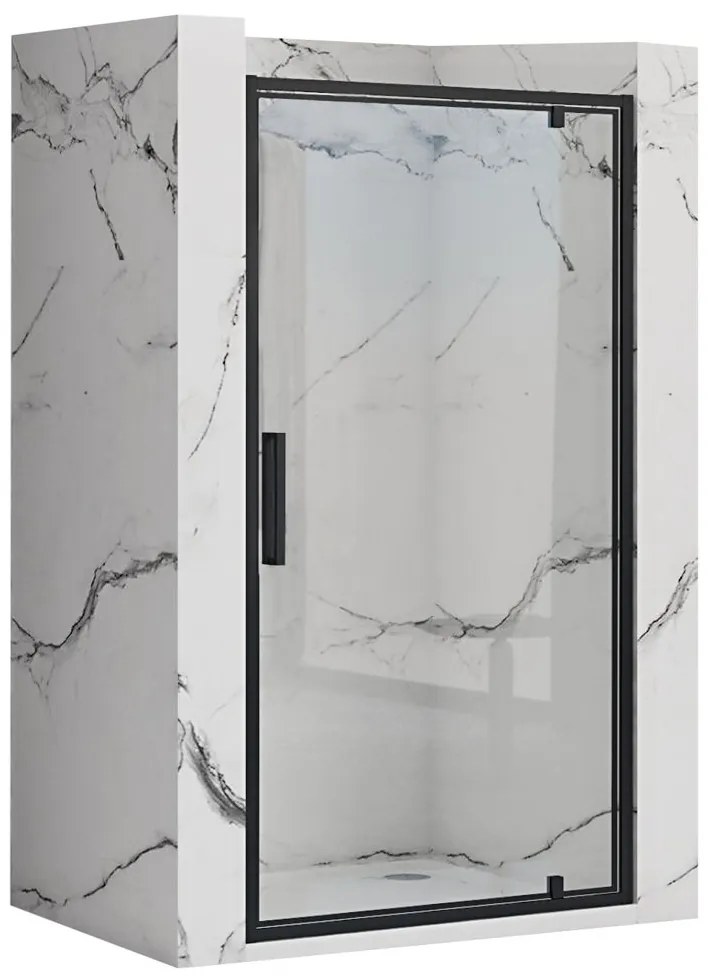 Rea Rapid Swing, jednokrídlové výklopné sprchové dvere 80 x 195 cm, 6mm číre sklo, čierny profil, REA-K6408