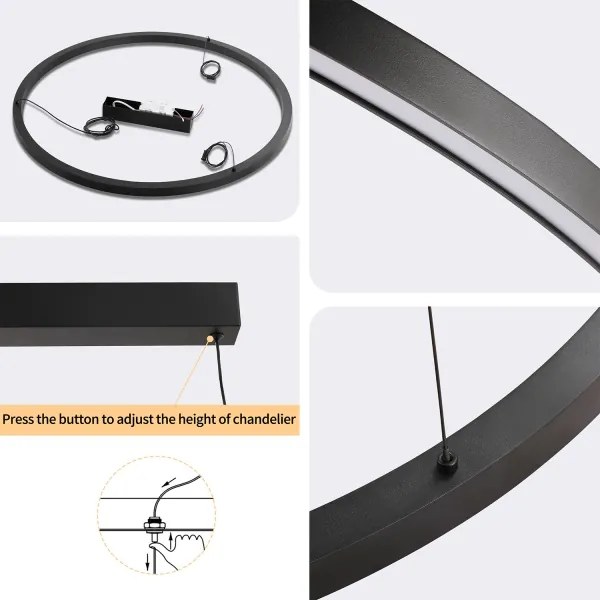 BRILAGI - PORTOFINO stmievateľné LED závesné svietidlo na lanku, LED/60W/230V, priemer 80 cm, čierne, s diaľkovým ovládaním