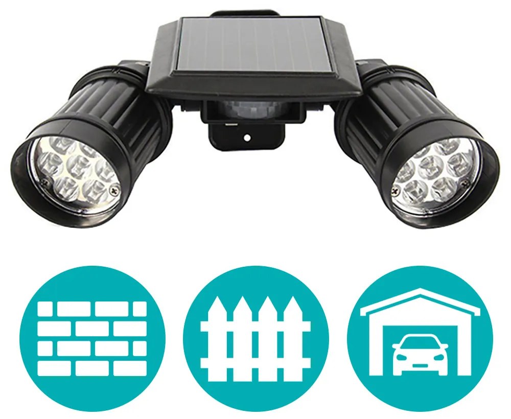 Obojsmerná solárna LED lampa s detektorom pohybu