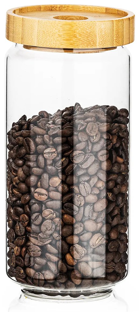 4Home Sklenená dóza na potraviny s viečkom Bamboo Style, 1000 ml, 1000 ml