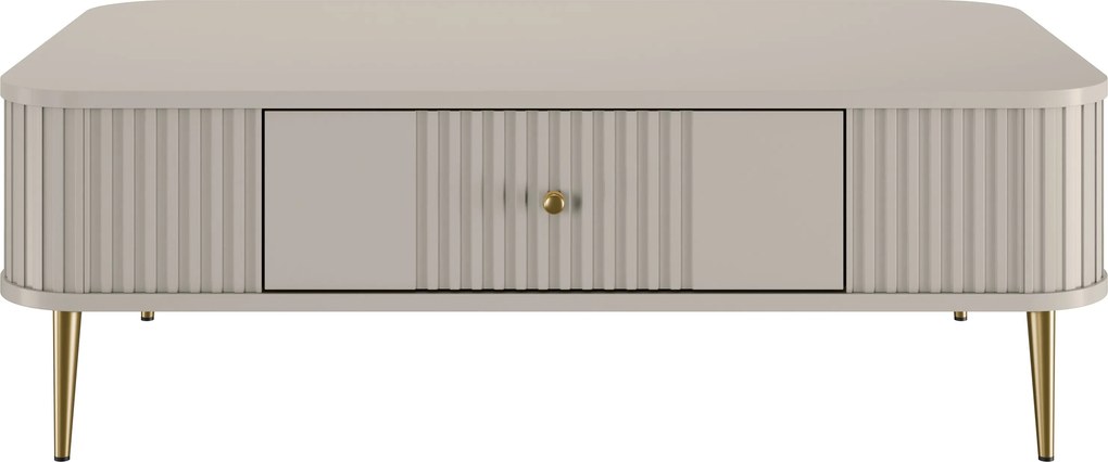Konferenčný stolík so zásuvkou Vesper 103x60 cm - kašmír / zlaté nohy