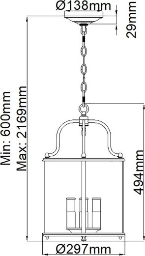 Hinkley HK-GENTRY-P-M-PW - Závesný luster GENTRY na reťazi 4xE14/60W/230V matný chróm