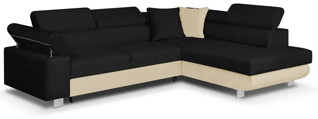 Rohová sedacia súprava s funkciou spania FREDO pravá Čierna/béžová