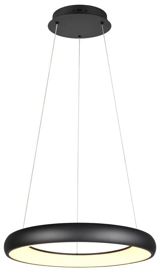Matne čierne LED stmievateľné závesné svietidlo s kovovým tienidlom ø 62 cm Cardona – Trio