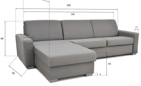 Rozkladacia rohová sedacia súprava LEKA, ľavá, sivá, s úložným priestorom, na ka