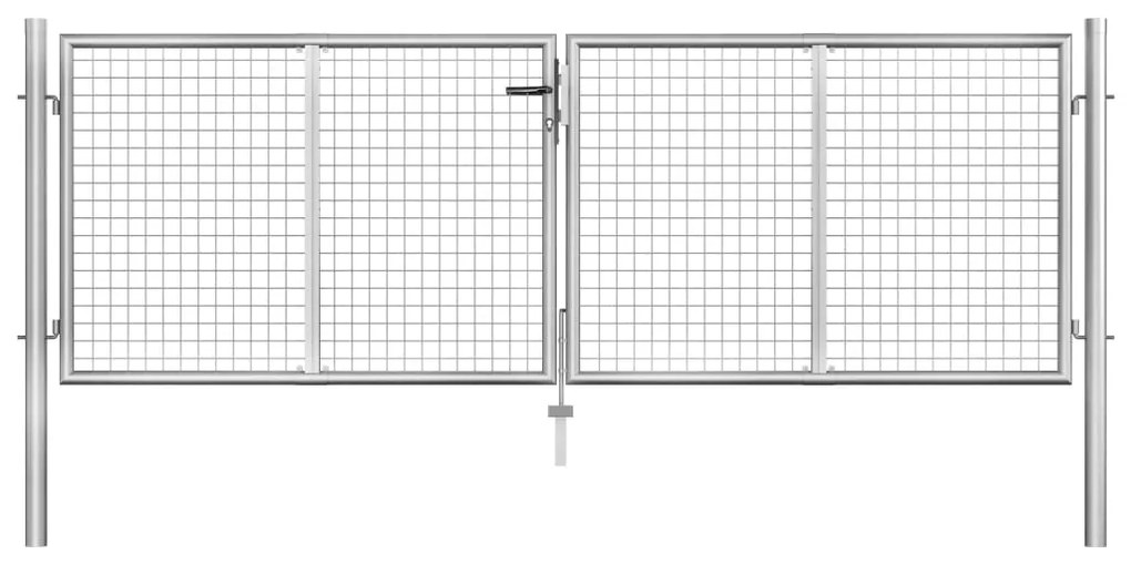 vidaXL Záhradná brána strieborná 306x125 cm galvanizovaná oceľ