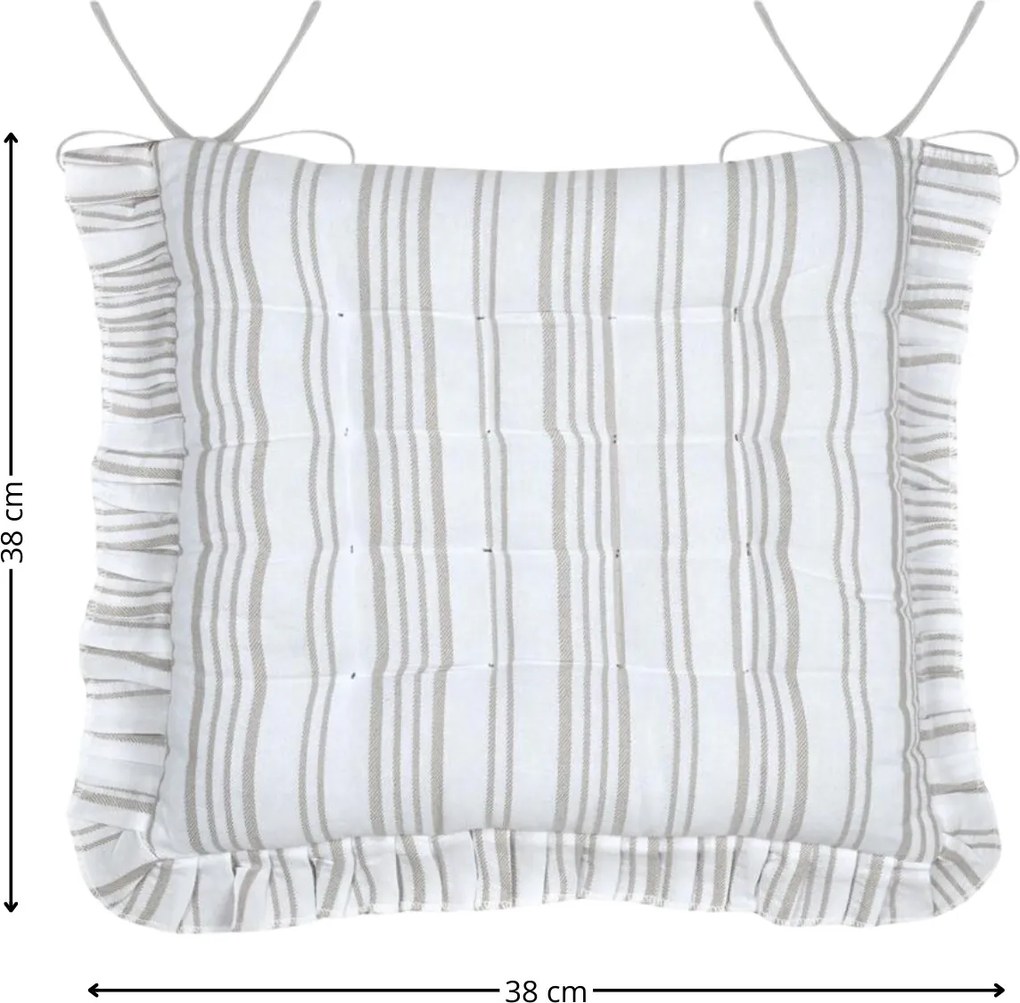 Oboustranný podsedák na židli Josephine 38x38 cm šedý/bílý