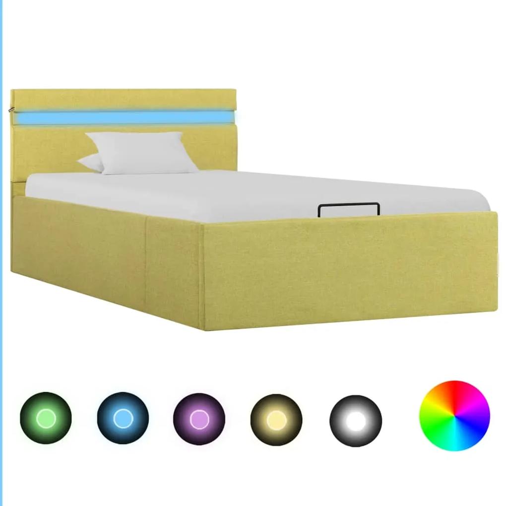 vidaXL Hydraulický posteľný rám+úložný priestor, LED, látka 90x200 cm