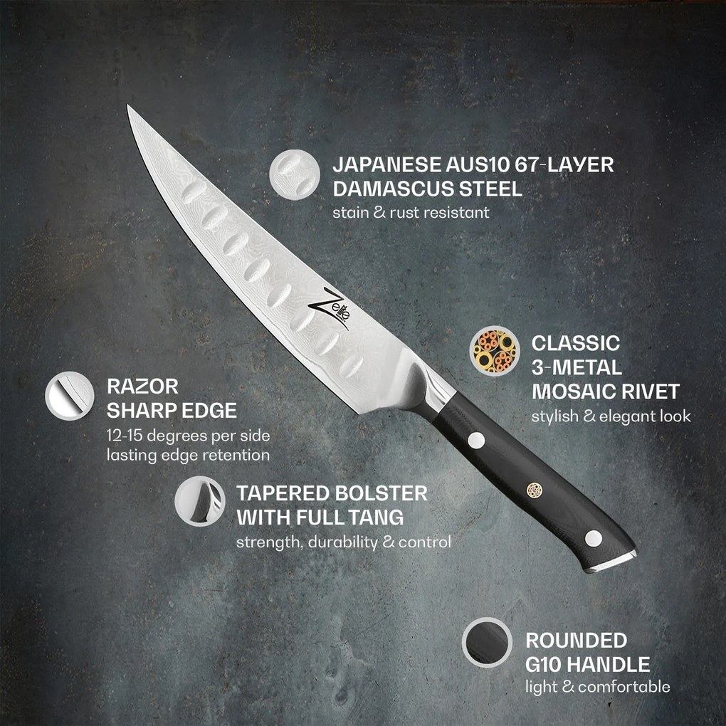 Alpha-Royal Japanese Series, 6" vykosťovací nôž, damašková oceľ AUS10