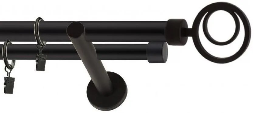 Dekorstudio Garniža dvojradová ORBIO čierna-matná 19mm Dĺžka: 340cm, Typ príslušenstva: Bez príslušenstva