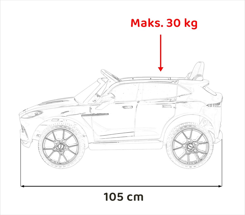 RAMIZ Elektrická autíčko  Aston Martin DBX - biele - 4x25W- BATÉRIA - 12V7Ah - 2024