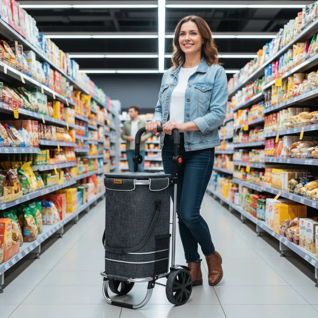 Nákupná taška na kolieskach EASY, 50l, čierna Jurhan