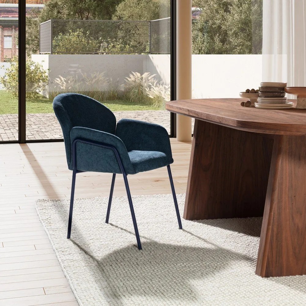 Modré čalúnené jedálenské kreslá v súprave 2 ks Aslin – MOME