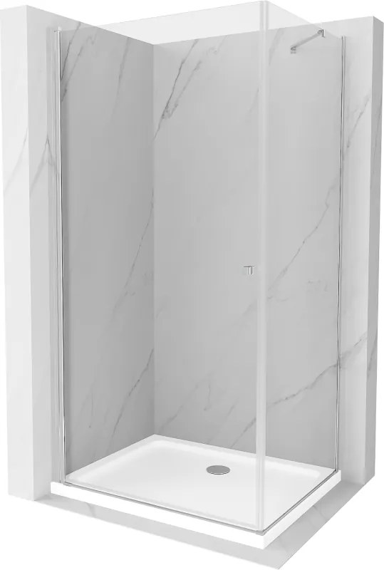 Mexen Pretoria, sprchovací kút 80 (dvere) x 120 (stena) cm, 6mm číre sklo, chrómový profil + biela sprchová vanička, 852-080-120-01-00-4010