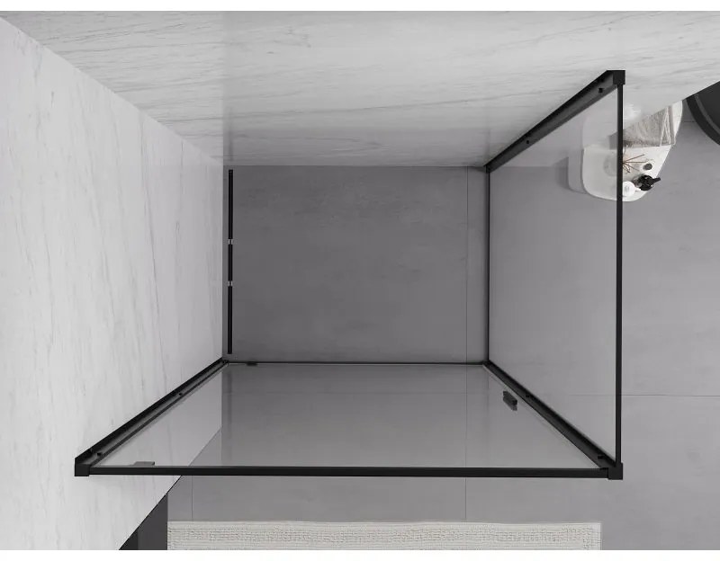 Mexen Exo, sprchovací kút s krídlovými dverami 100 x 80 cm, 6mm číre sklo, čierny profil, 8181-100-080-70-00