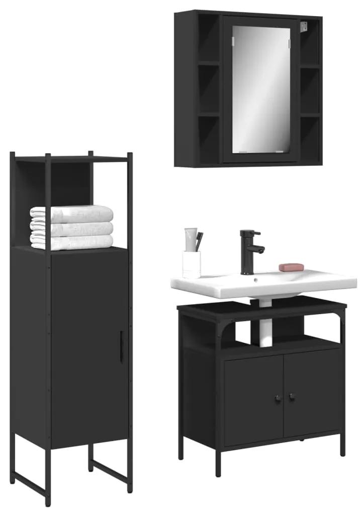 3-dielna súprava kúpeľňových skriniek čierna kompozitné drevo 3214755