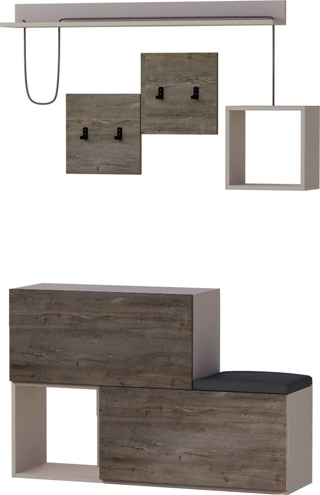 Predsieňová stena Houseland HOLDON tmavá káva/moka