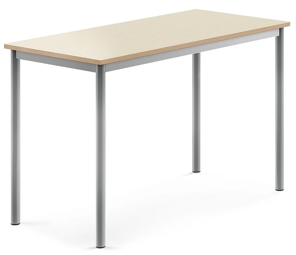 Stôl SONITUS, 1200x600x760 mm, HPL - breza, strieborná