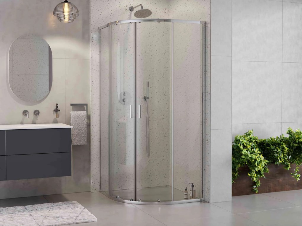 Besco Štvrťkruhový sprchový kút ZARYA CHROM HR 80x80 (90x90), výška 190 cm - bez vaničky BESCO-Rozmery: 90x90