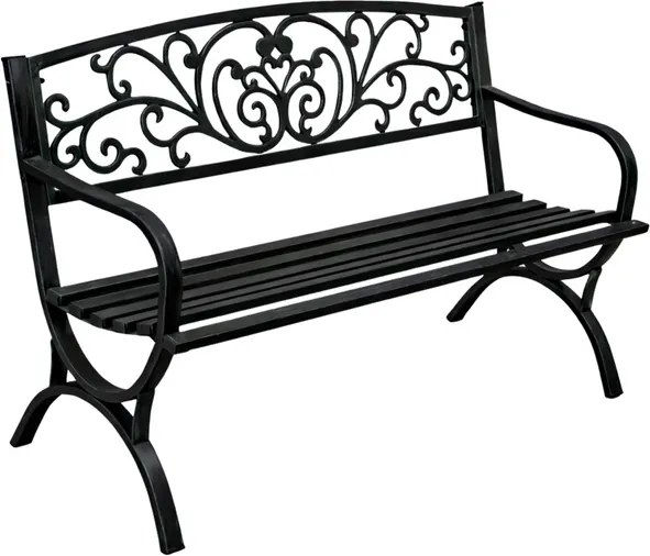 Lean Záhradná kovová lavička – čierna