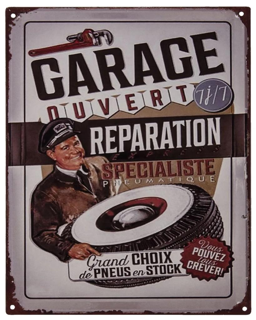 Nástenná kovová ceduľa Garage Réparation - 25 * 20 cm