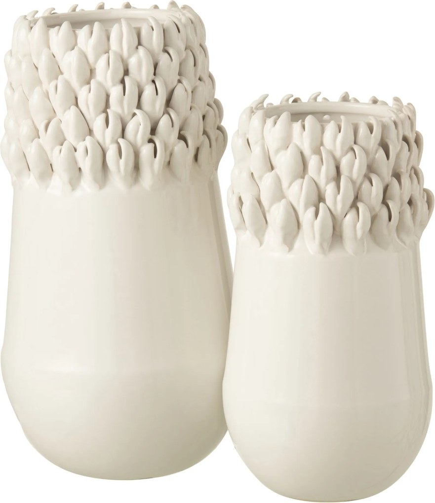 Krémová keramická váza Ibiza white - Ø 14 * 27cm
