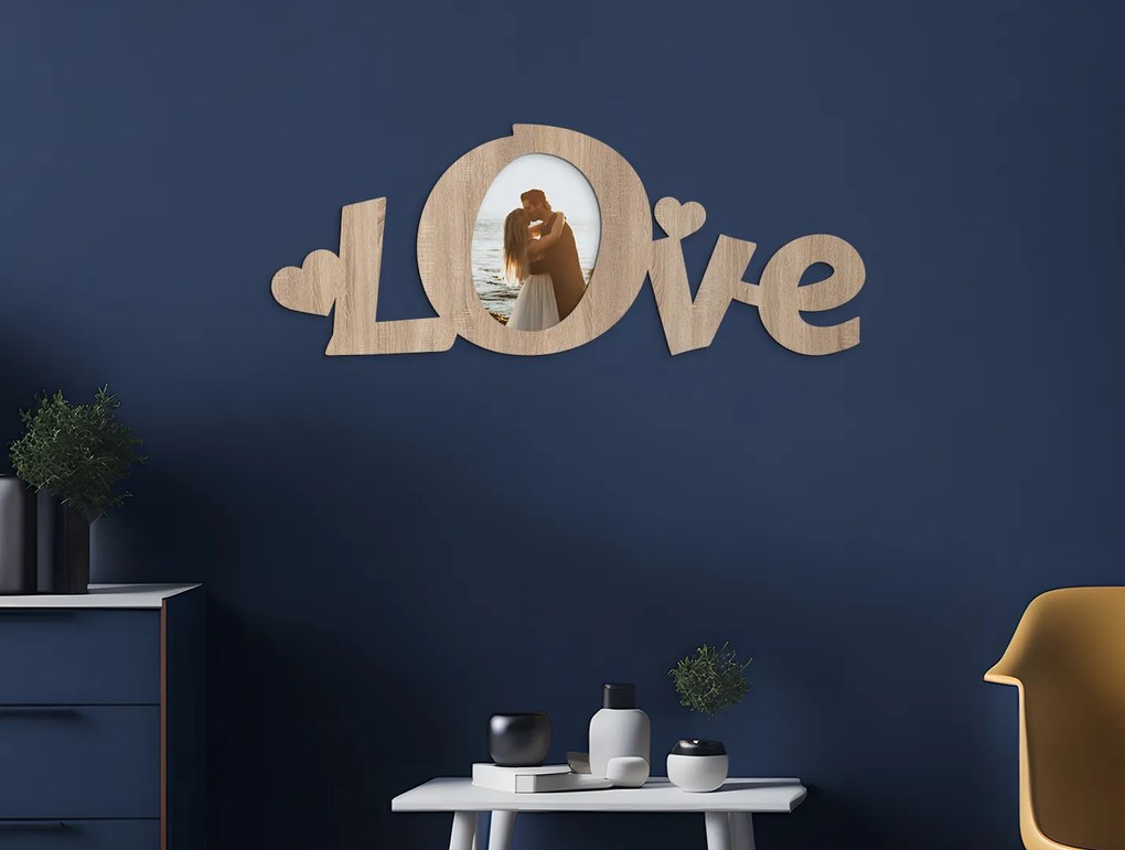 drevko Moderný fotorámik Love Rozmer obrazu: 18 x 46,5 cm, Farba dekorácie: Čierna