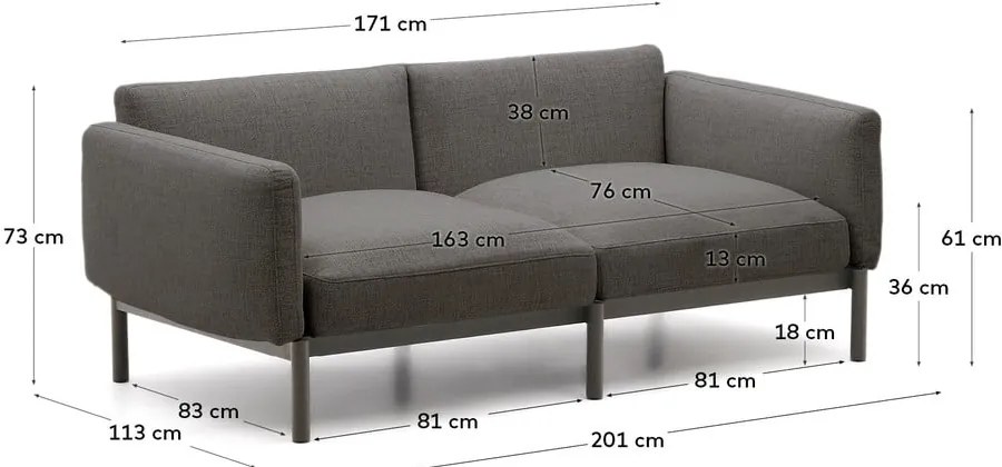 Sivá čalúnená záhradná pohovka Sorells – Kave Home