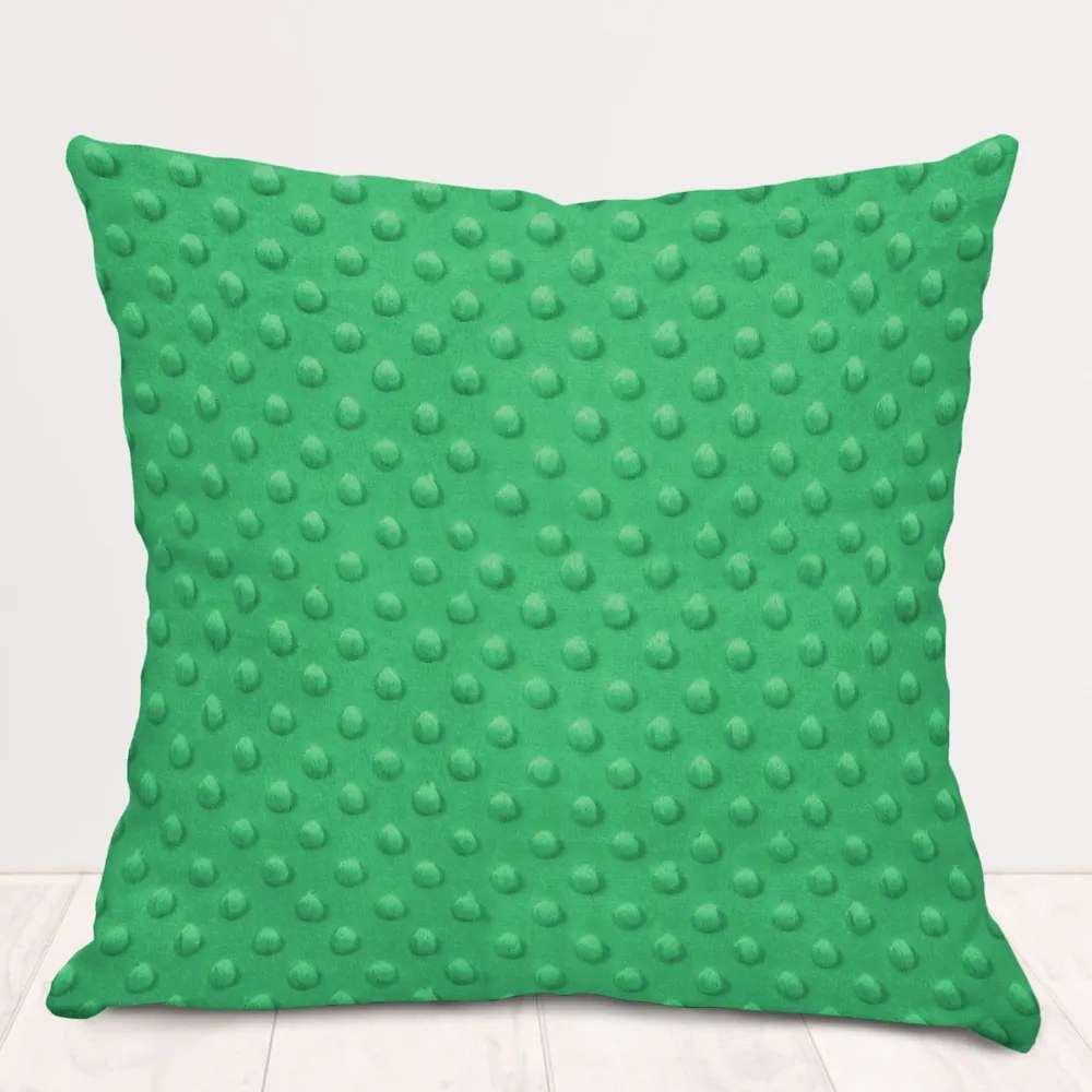 Biante Detská obliečka na vankúš Minky TOP 3D bodky MKP-054 Sýto zelená 50 x 50 cm