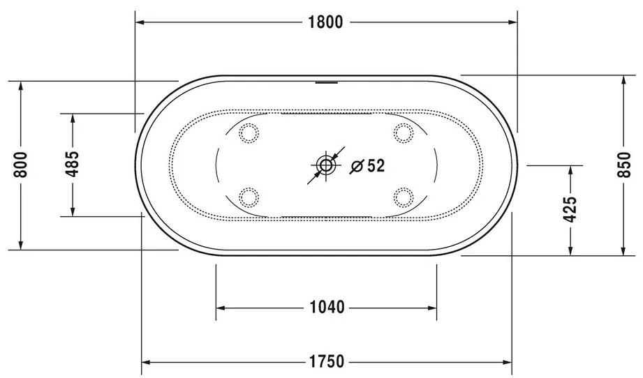 Duravit Luv - vaňa voľne stojaca 180x85 cm s panelom a podstavcom 700434000000000