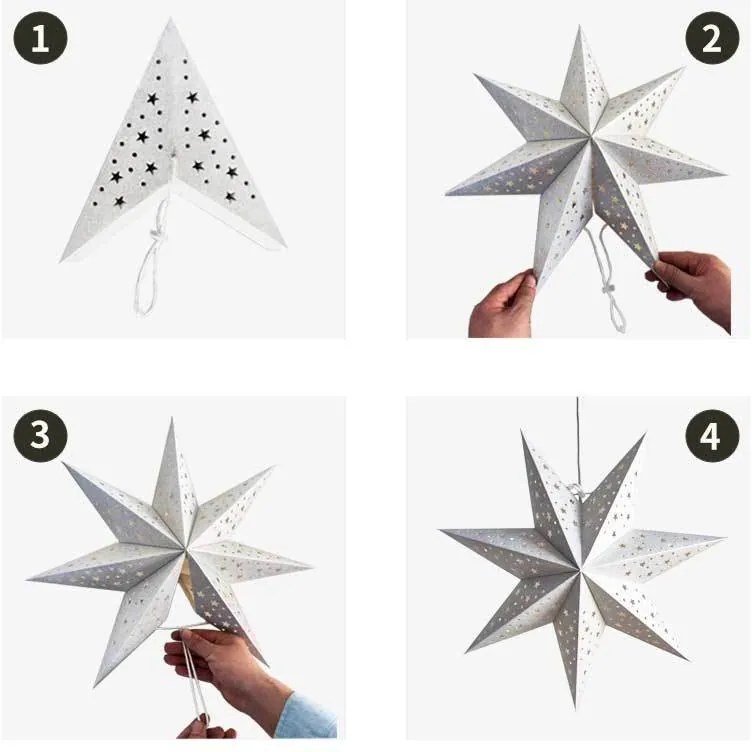 Vianočná papierová hviezda sedempapcová STARION 60 cm, biela