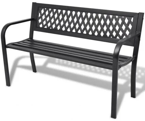 vidaXL Záhradná lavička 118 cm, oceľ, čierna-