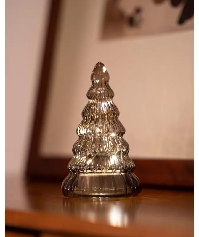 SIRIUS LED světelný stromek, skleněný, hnědý,16,5 cm