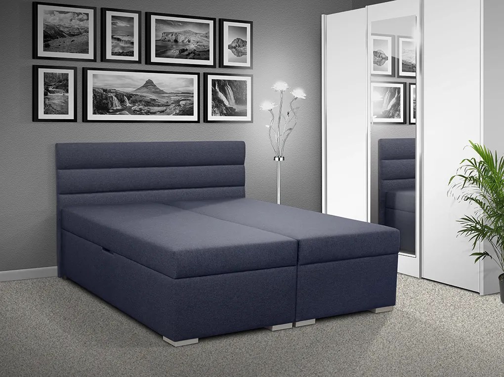 Čalúnená posteľ s úložným priestorom Bolero 160 Typ farebného prevedenia: Savana modrá 80, Typ čela: B