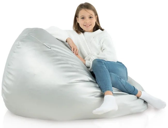 Sedací vak SAKO - strieborný ekokoža