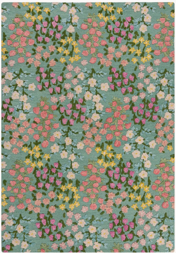 Ručne všívaný vlnený koberec's reliéfnou štruktúrou Emilia Floral