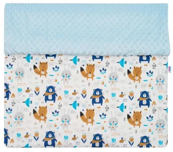 NEW BABY Detská deka z Minky s výplňou New Baby Medvedíkovia modrá 80x102 cm